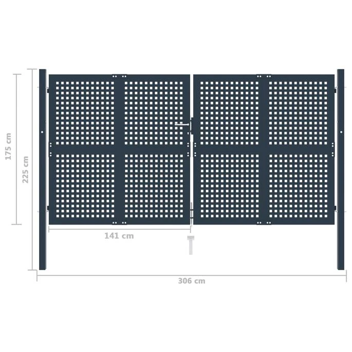 Portail De Clôture Anthracite 306x225 Cm Acier – Image 5