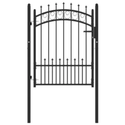 Portail De Clôture Avec Pointes Acier 100x125 Cm Noir