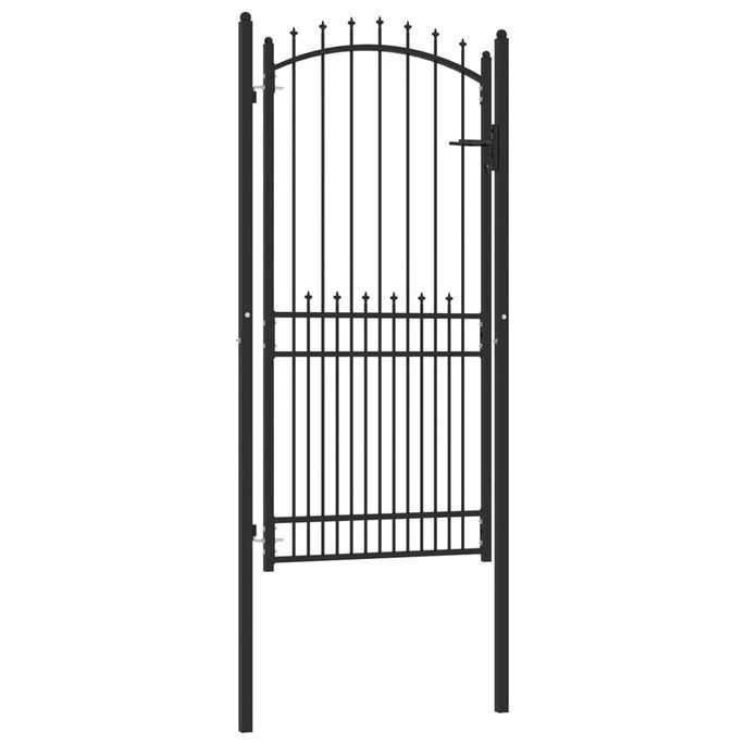 Portail De Clôture Avec Pointes Acier 100x200 Cm Noir 2 – Image 2