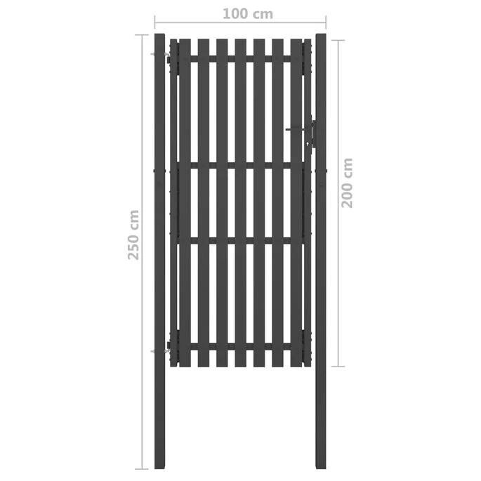 Portail De Clôture De Jardin Acier 1x2,5 M Anthracite – Image 4