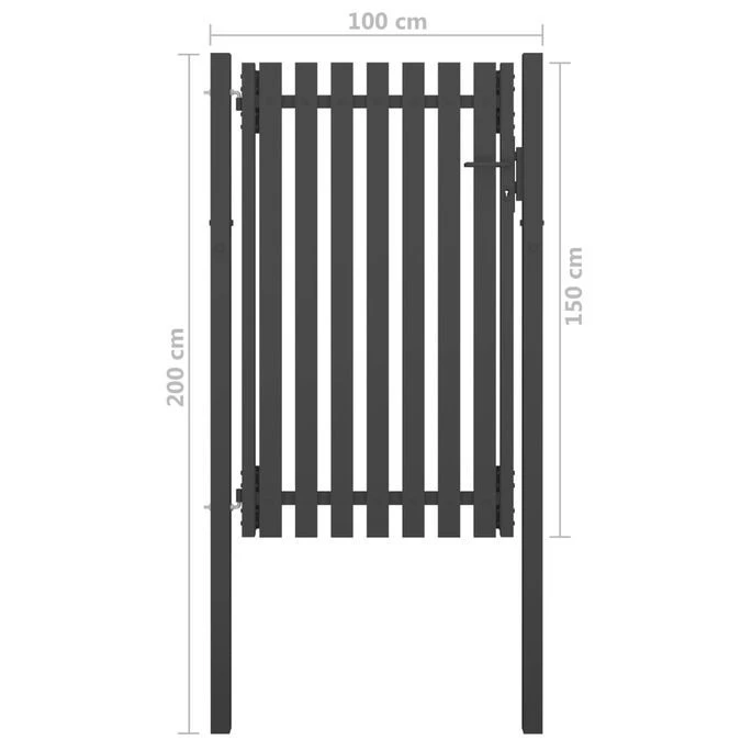 Portail De Clôture De Jardin Acier 1x2 M Anthracite – Image 4