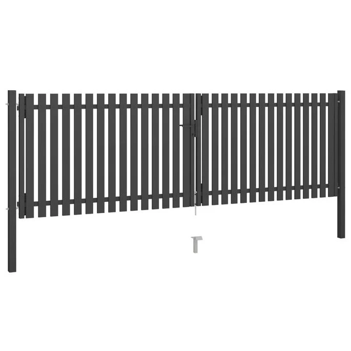 Portail De Clôture De Jardin Acier 4x1,5 M Anthracite – Image 2