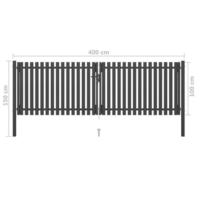 Portail De Clôture De Jardin Acier 4x1,5 M Anthracite – Image 5