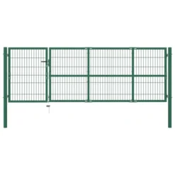 Portail De Clôture De Jardin Avec Poteaux 350x100 Cm Acier Vert