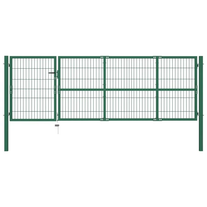 Portail De Clôture De Jardin Avec Poteaux 350x100 Cm Acier Vert