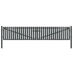 Portail De Clôture Double Porte Acier 400 X 125 Cm Anthracite