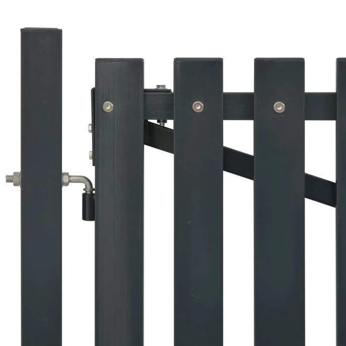 Portail De Clôture Double Porte Acier 400 X 125 Cm Anthracite – Image 3