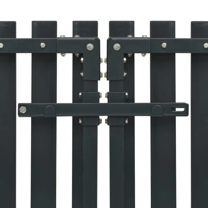 Portail De Clôture Double Porte Acier 400 X 125 Cm Anthracite – Image 4