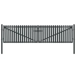 Portail De Clôture Double Porte Acier 400 X 175 Cm Anthracite