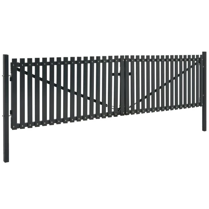 Portail De Clôture Double Porte Acier 400 X 175 Cm Anthracite – Image 2