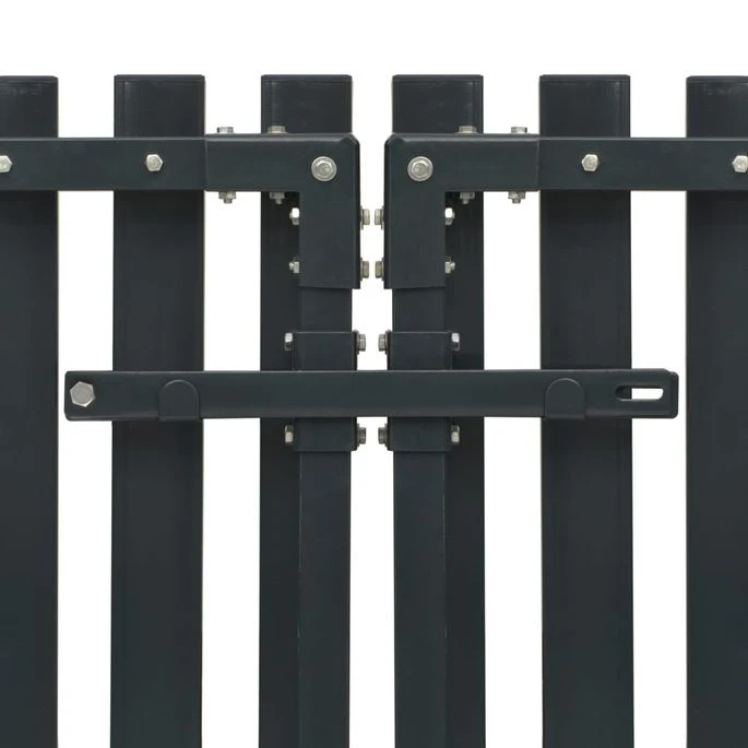Portail De Clôture Double Porte Acier 400 X 175 Cm Anthracite – Image 4