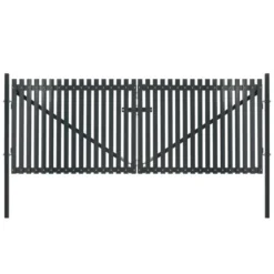 Portail De Clôture Double Porte Acier 400 X 245 Cm Anthracite