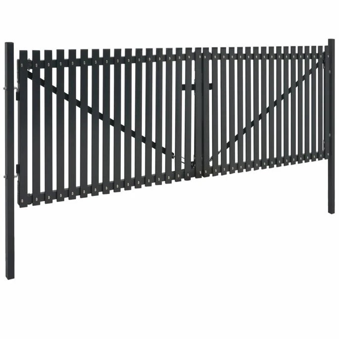 Portail De Clôture Double Porte Acier 400 X 245 Cm Anthracite – Image 2