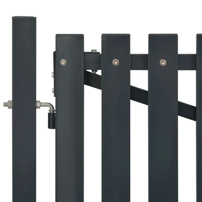 Portail De Clôture Double Porte Acier 400 X 245 Cm Anthracite – Image 3