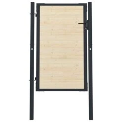 Portail De Clôture En Acier Et Bois D'épicéa 107x200 Cm