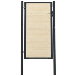 Portail De Clôture En Acier Et Bois D'épicéa 107x225 Cm