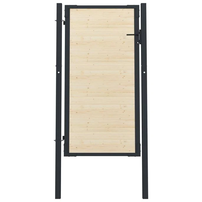 Portail De Clôture En Acier Et Bois D'épicéa 107x225 Cm