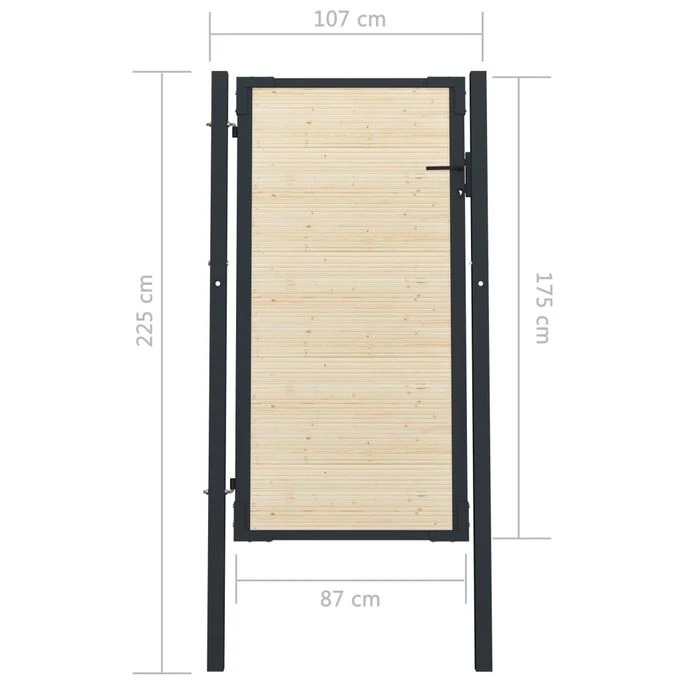 Portail De Clôture En Acier Et Bois D'épicéa 107x225 Cm – Image 5