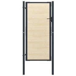 Portail De Clôture En Acier Et Bois D'épicéa 107x250 Cm