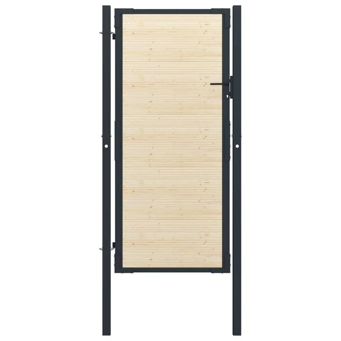 Portail De Clôture En Acier Et Bois D'épicéa 107x250 Cm