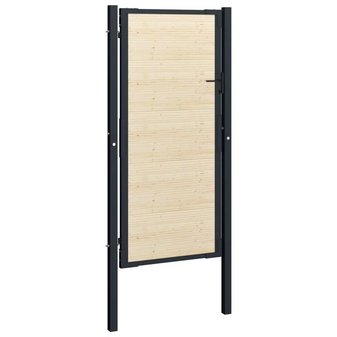 Portail De Clôture En Acier Et Bois D'épicéa 107x250 Cm – Image 2