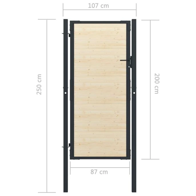 Portail De Clôture En Acier Et Bois D'épicéa 107x250 Cm – Image 5