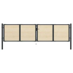 Portail De Clôture En Acier Et Bois D'épicéa 408x150 Cm