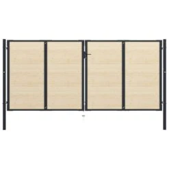 Portail De Clôture En Acier Et Bois D'épicéa 408x225 Cm