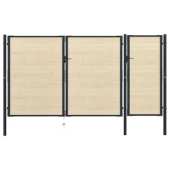 Portail De Clôture En Acier Et Bois D'épicéa 413x250 Cm