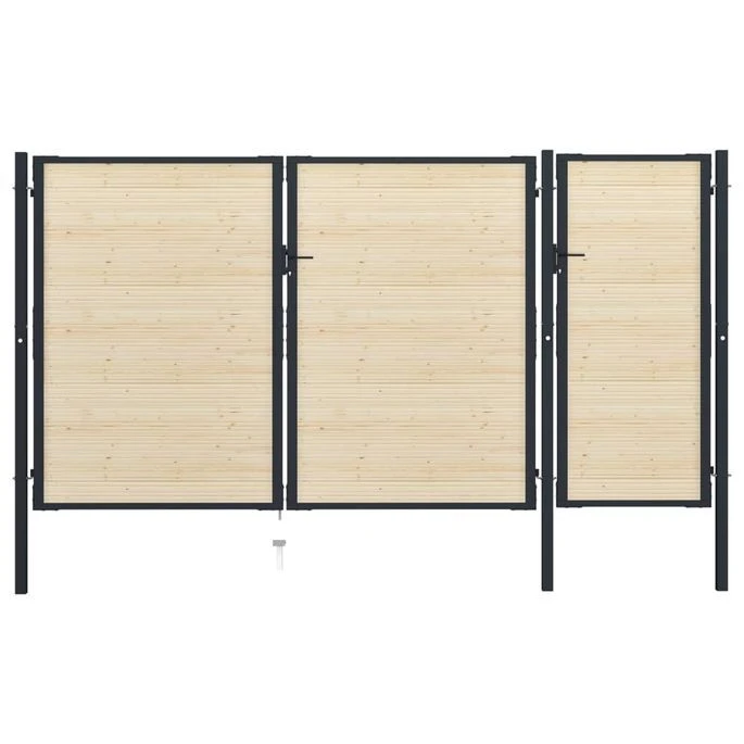 Portail De Clôture En Acier Et Bois D'épicéa 413x250 Cm