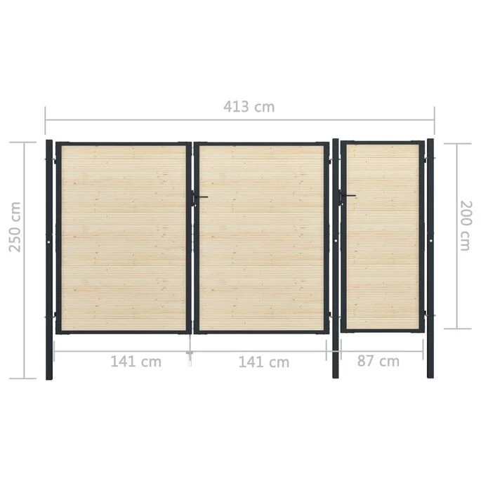 Portail De Clôture En Acier Et Bois D'épicéa 413x250 Cm – Image 7