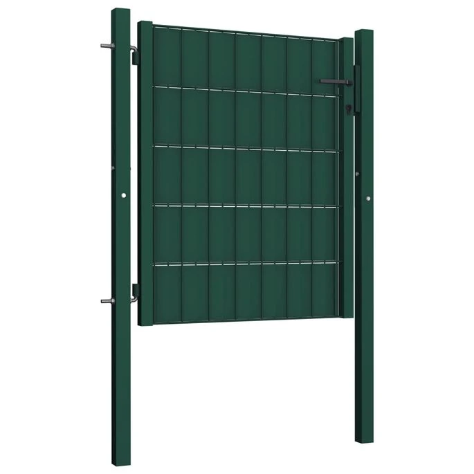 Portail De Clôture PVC Et Acier 100x101 Cm Vert – Image 2