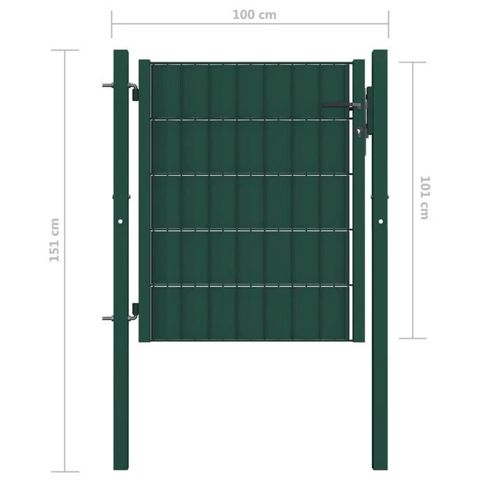 Portail De Clôture PVC Et Acier 100x101 Cm Vert – Image 4