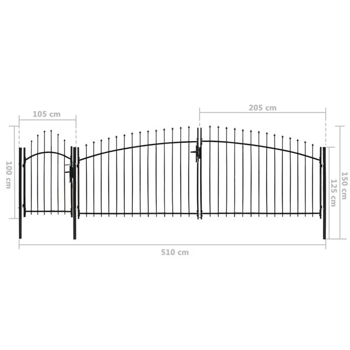 Portail De Jardin Acier 1,5 X 5 M Noir – Image 6