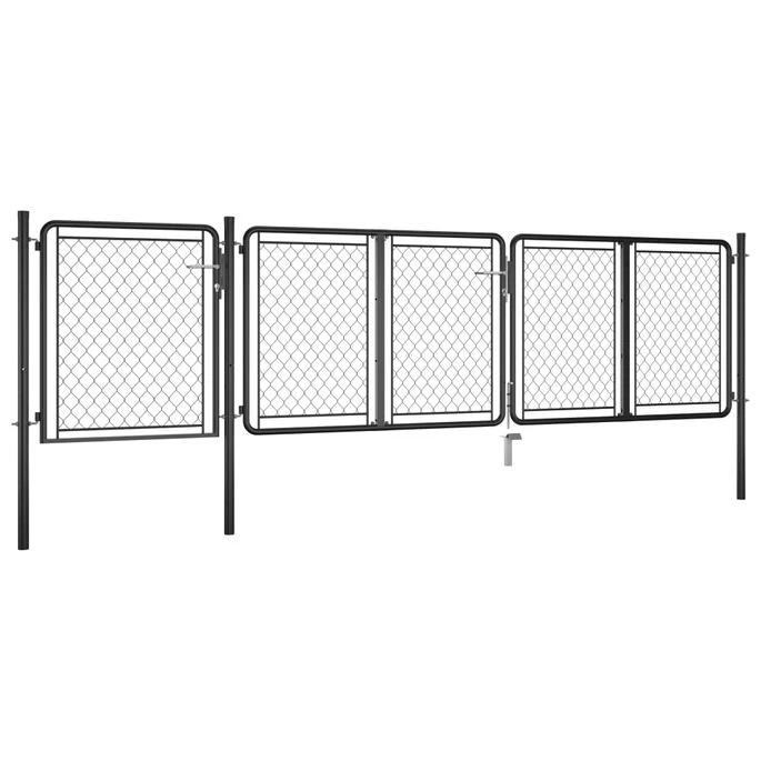 Portail De Jardin Acier 100x395 Cm Anthracite – Image 2