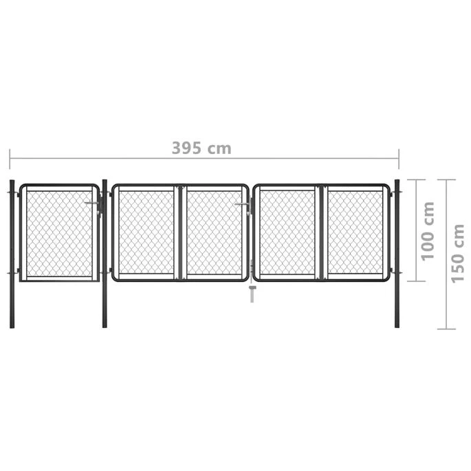 Portail De Jardin Acier 100x395 Cm Anthracite – Image 5
