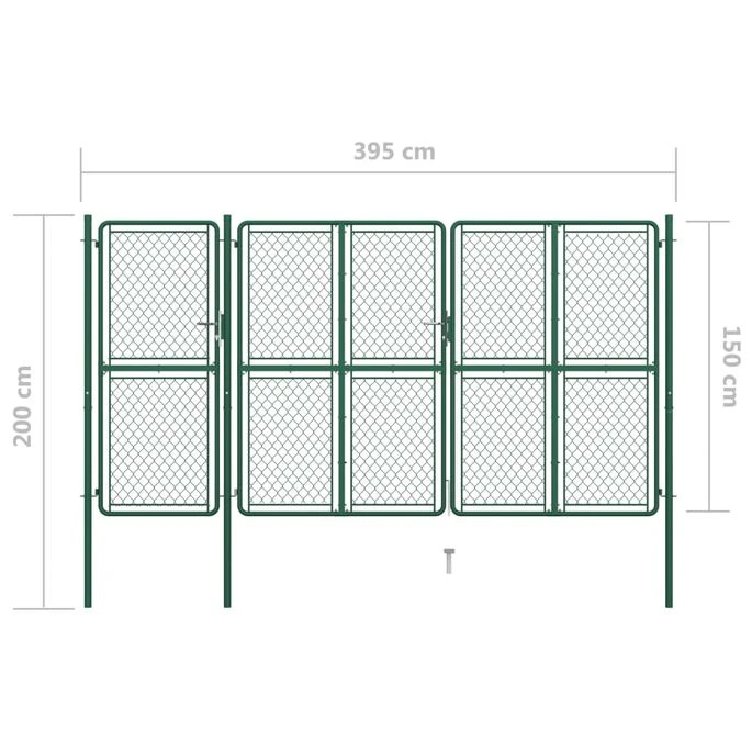 Portail De Jardin Acier 150x395 Cm Vert – Image 5