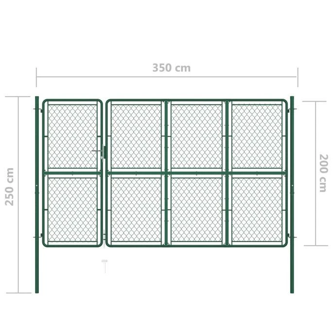Portail De Jardin Acier 200x350 Cm Vert – Image 5