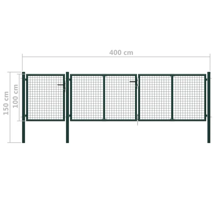 Portail De Jardin Acier 400 X 100 Cm Vert 2 – Image 5