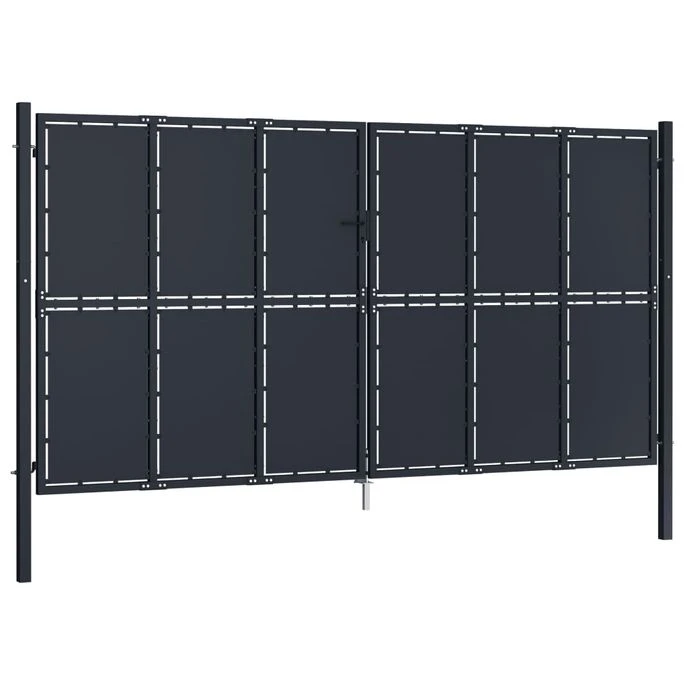 Portail De Jardin Acier 400 X 200 Cm Anthracite 2 – Image 2