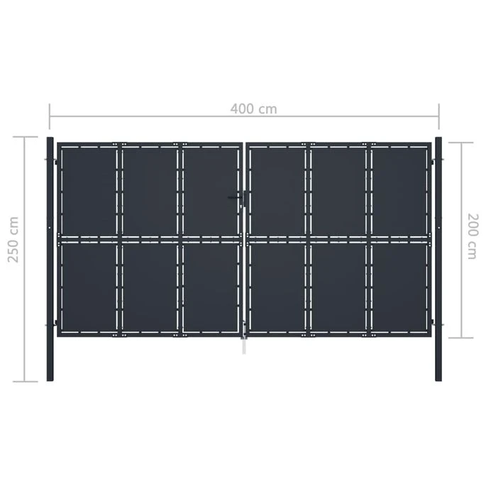 Portail De Jardin Acier 400 X 200 Cm Anthracite 2 – Image 5