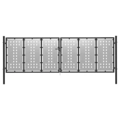 Portail De Jardin Acier 400 X 75 Cm Argenté 2