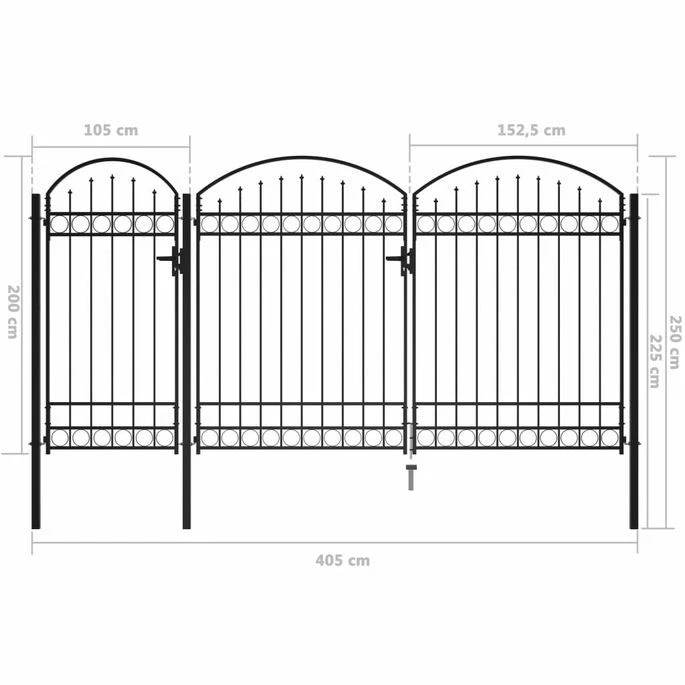 Portail De Jardin Avec Dessus Arqué Acier 2,5 X 4 M Noir – Image 5