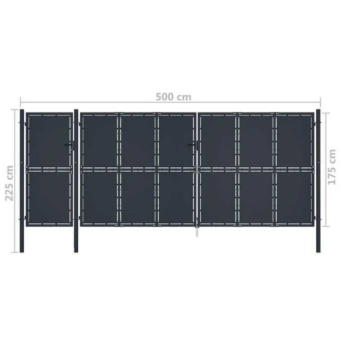 Portail De Jardin Métal 5x2,25 M Anthracite – Image 5