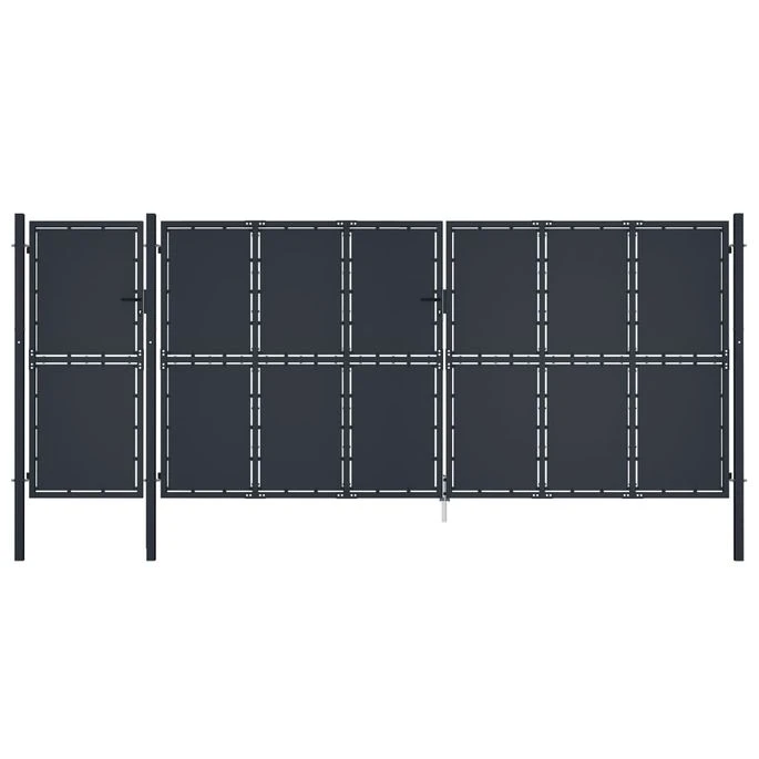 Portail De Jardin Métal 5x2,5 M Anthracite