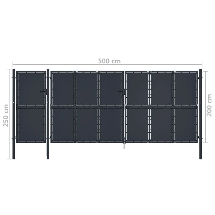 Portail De Jardin Métal 5x2,5 M Anthracite – Image 5