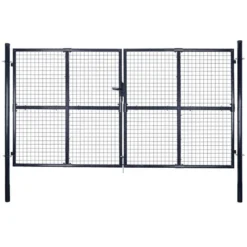 Portail En Maille De Jardin Acier Galvanisé 289x200 Cm Gris