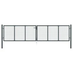 Portail En Maille De Jardin Acier Galvanisé 400 X 150 Cm Gris