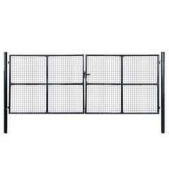 Portail En Maille De Jardin Acier Galvanisé 400 X 150 Cm Gris 2