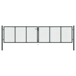 Portail En Maille De Jardin Acier Galvanisé 400 X 175 Cm Gris